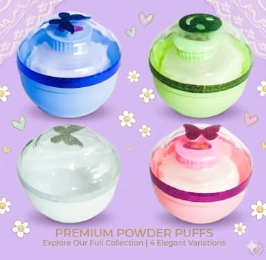 Premium Skin Care Powder Puff with Holder Container - Vanilla White - view 3